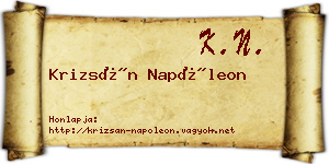 Krizsán Napóleon névjegykártya